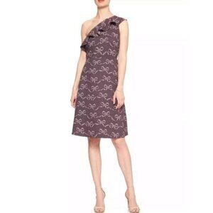 Banana Republic Factory NWT One Shoulder Ruffle Bow Print Fit & Flare Midi Dress